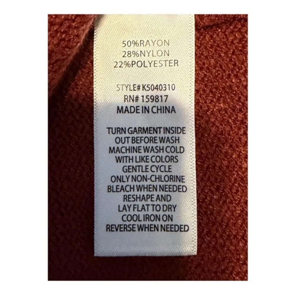 Altard‎ State V-Neck Bell Sleeve Sweater Burgundy Red Ribbed Knit XL